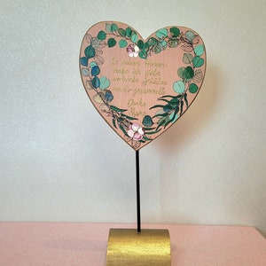 Heart for Mother&#39;s Day, poem for mom, wooden heart on stand, decoration, sayings, from the heart, gift for mother, hand-painted gift idea, love, colorful