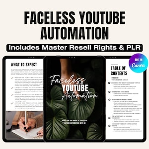 MRR PLR Faceless Youtube Automation eBook, Master Resell Rights, Pasywny dochód Produkty cyfrowe PLR, Kurs marketingu cyfrowego