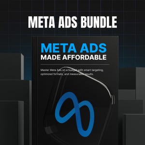 May include: A black graphic with the text "META ADS BUNDLE" and "META ADS MADE AFFORDABLE" in white and blue. The image includes the Meta logo and a tagline about smart targeting and measurable results.