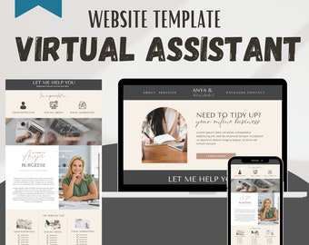 Virtuele assistent-website Canva-sjabloon, VA-website Canva-sjabloon, Social Media Manager-sjabloon, virtuele assistent-bestemmingspagina