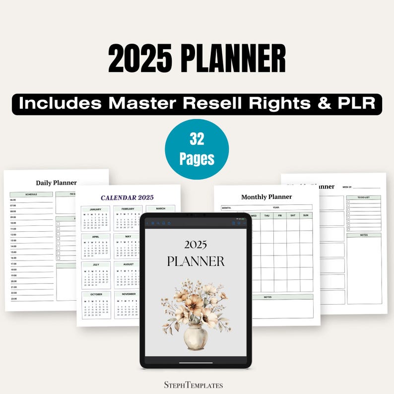 MRR PLR 2025 Digital Planner Templates Bundle, Plr Digital Products ...