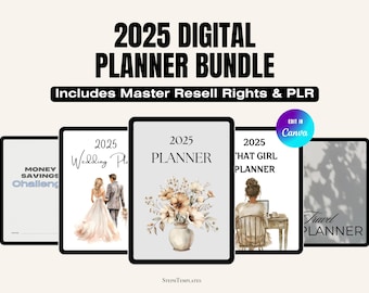 MRR PLR 2025 Digital Planner Templates Bundle, plr digital products, 2025 Canva PLR Template Bundle, Master Resell Rights mrr,Passive Income