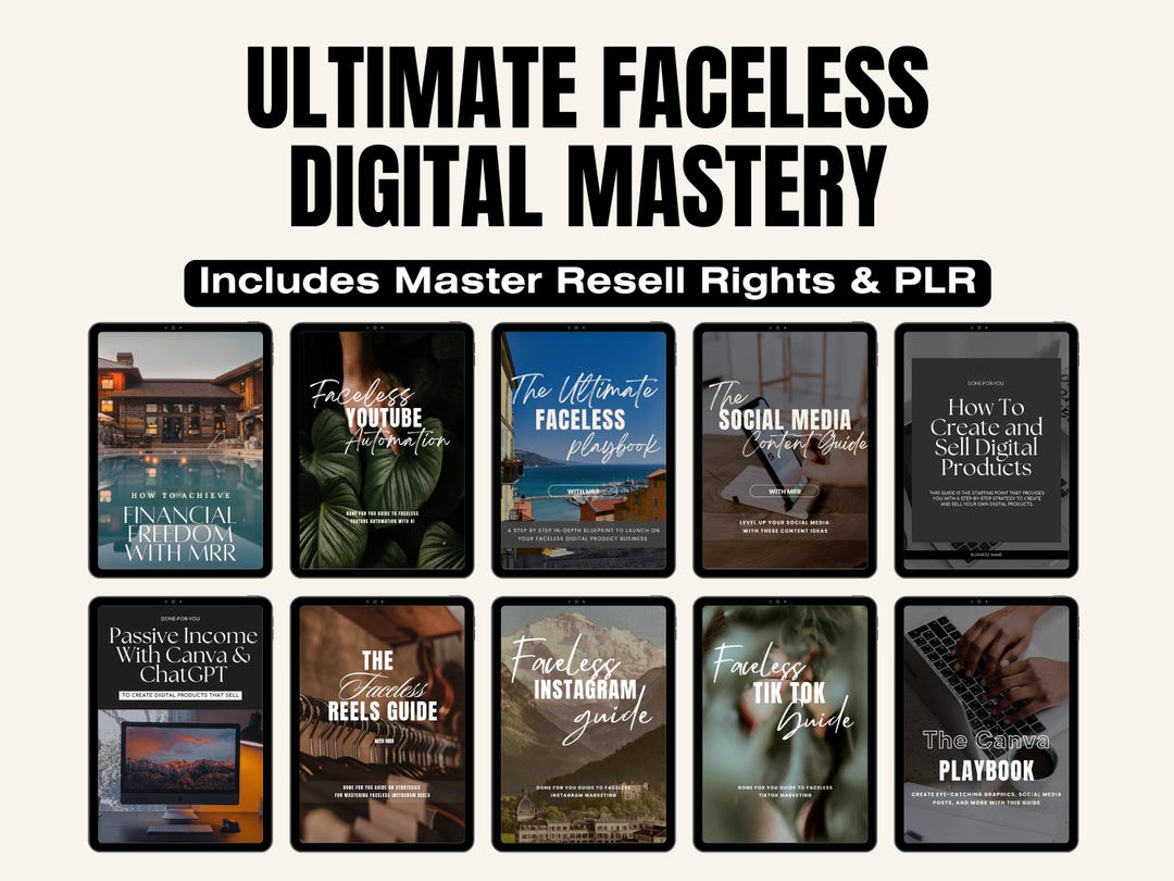 MRR PLR Faceless Digital Marketing Course, Master Resell Rights MRR ...