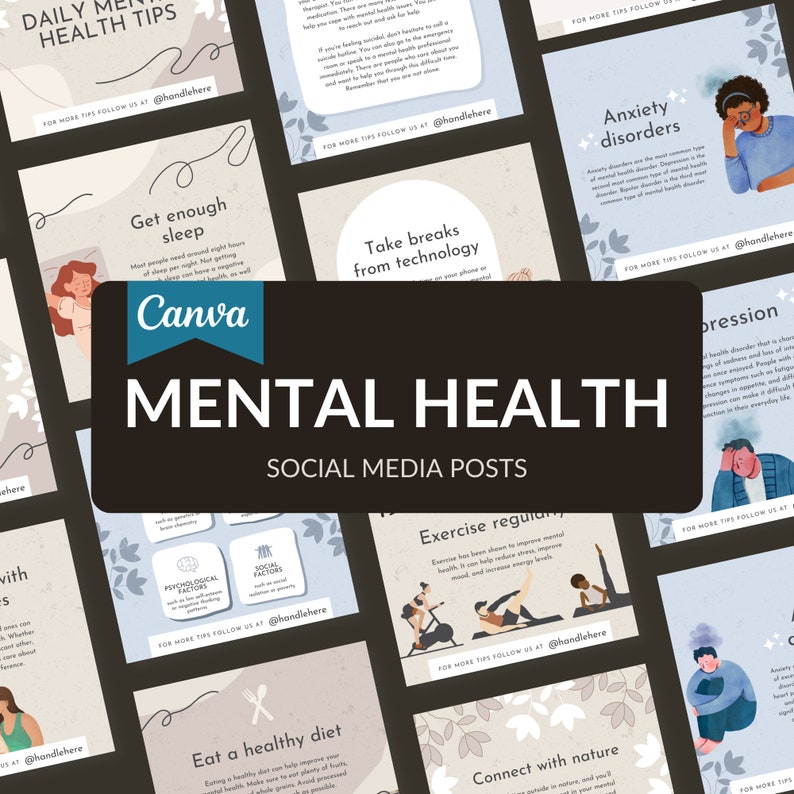 Mental Health Canva Templates Editable Instagram Post Mental Health ...