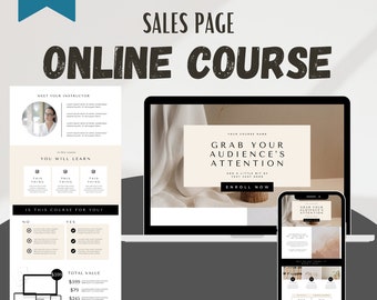 Sales Page Canva Template, Course Sales Page, Canva Website, Website Template, Course Creator, Course Template,Canva Sales Page,Landing Page