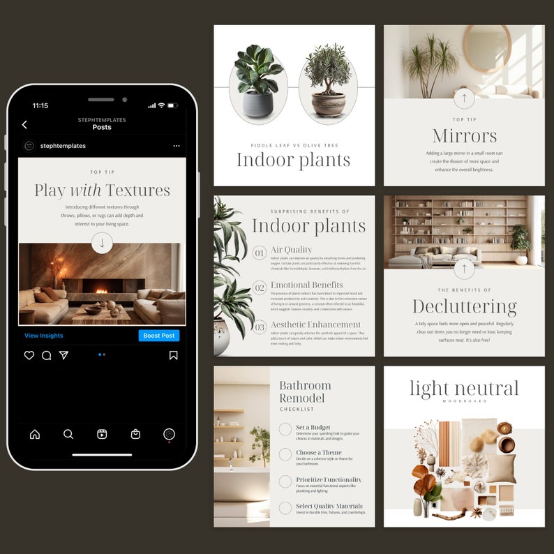 Interior Design Template Canva Interior Design Instagram Posts Interior ...