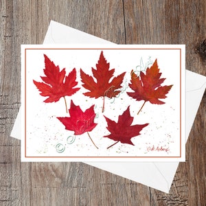 Cartes de feuille d'automne, carte d'anniversaire d'automne, cartes de voeux, feuilles d'automne aquarelle