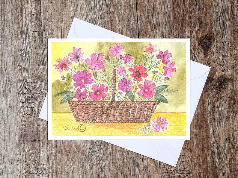 Floral Watercolor Greeting Card, Blank Inside, 5x7 Cards With Envelopes ...