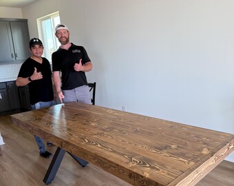 Custom Rustic Farmhouse Dining Table – Solid Wood Pine Table With Matte ...