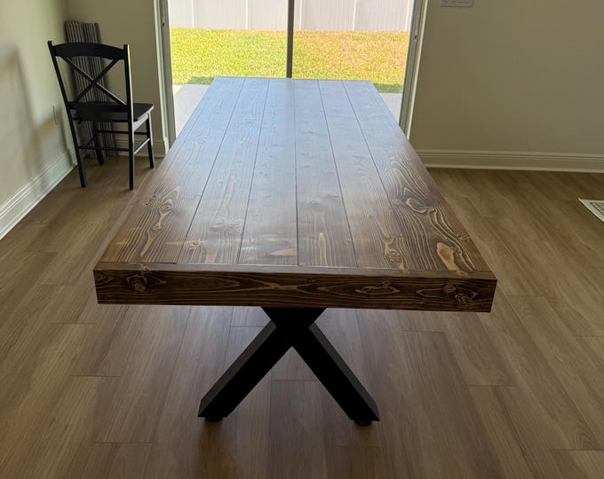 Custom Rustic Farmhouse Dining Table – Solid Wood Pine Table With Matte ...