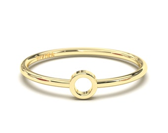 Offener Kreis Ring in Gold oder Platin | Boho Ring | Unikat Ring | Geometrischer Ring | Massiver Ring | Geschenk für Sie