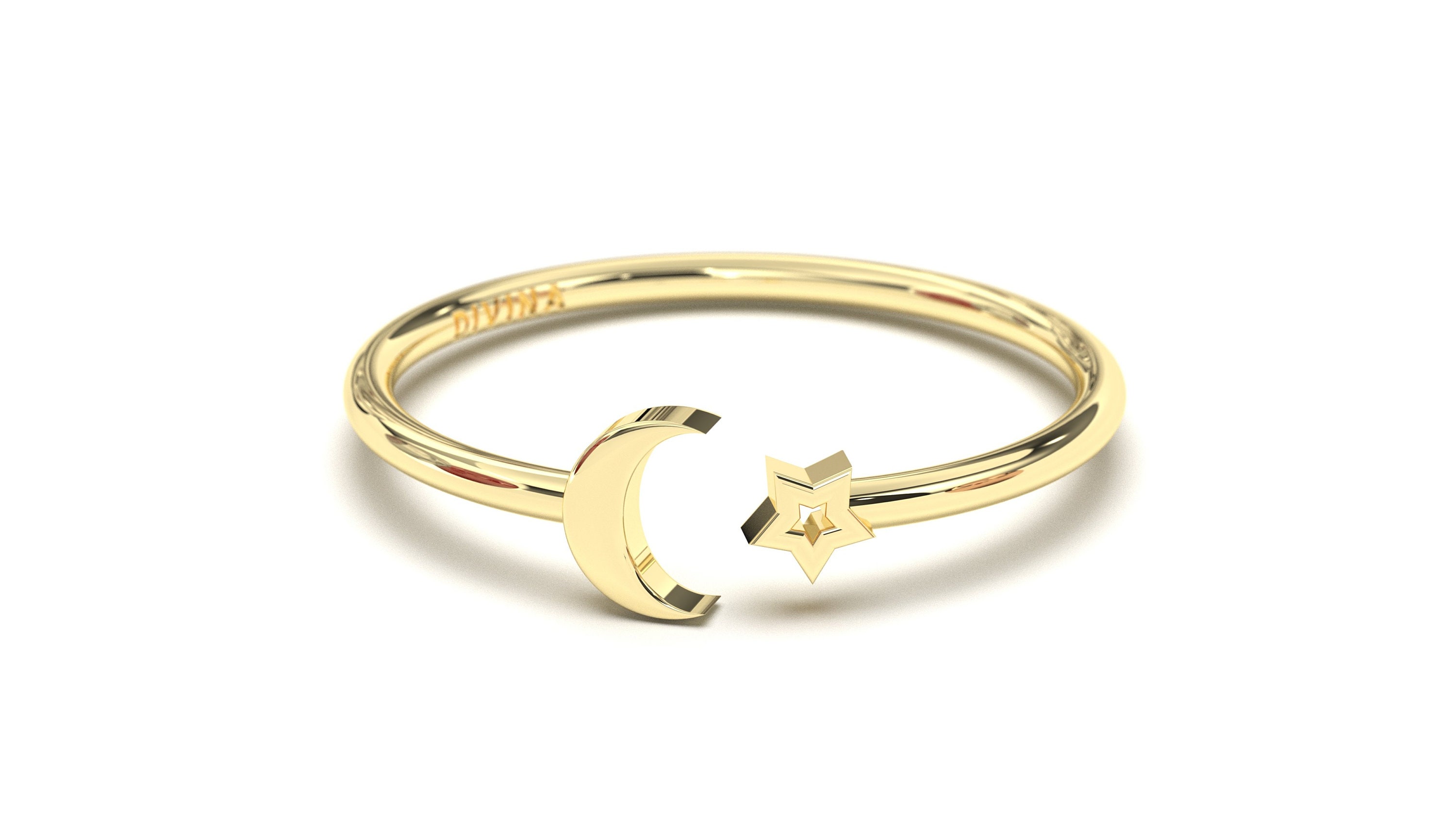Mond Ring Stapelbare Ringe für Frauen Mond Und Stern Schmuck Geschenk in Gold oder Platin Etsy.de