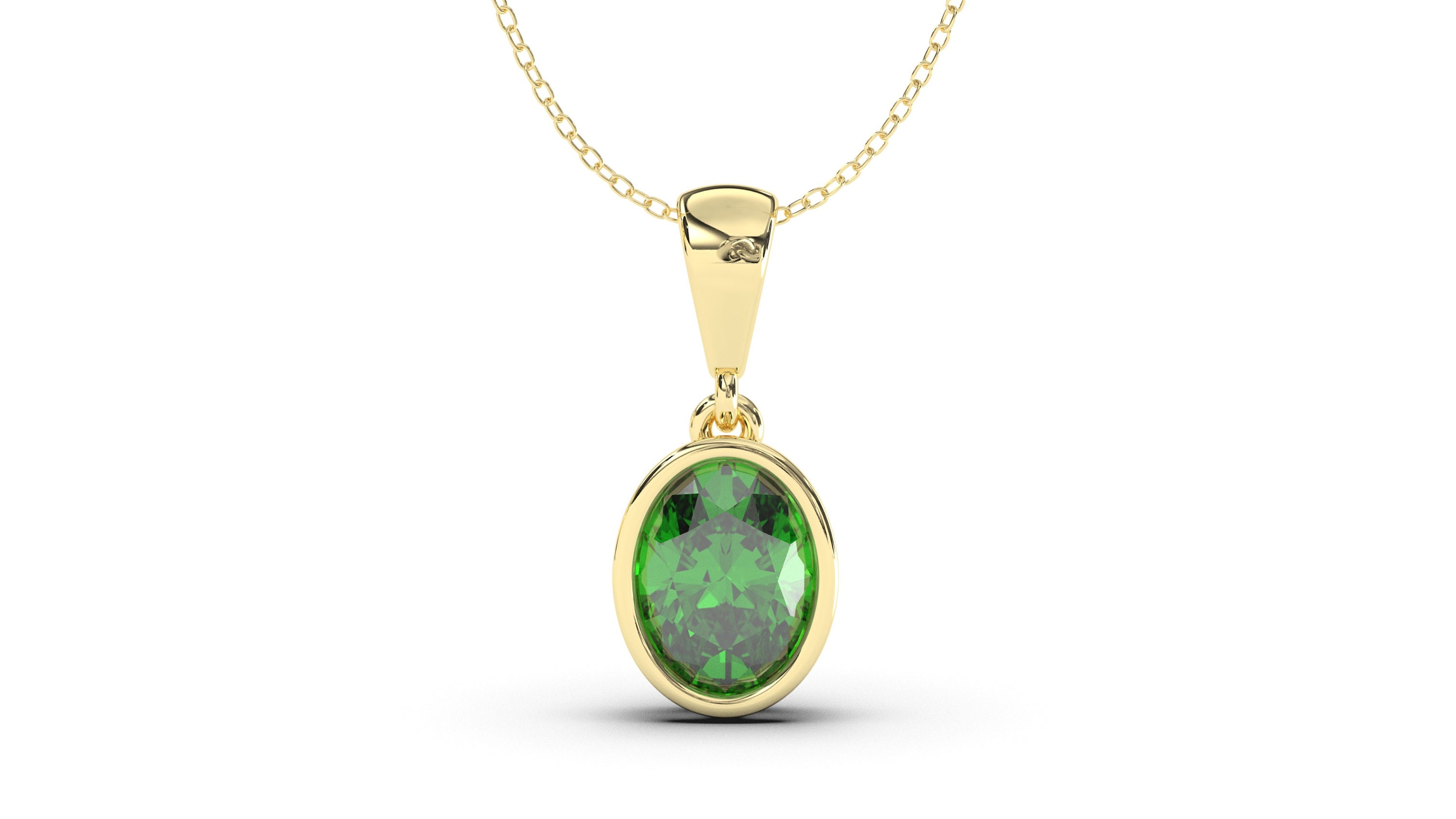 Green Tsavorite Charm Holder  Gold Necklace Connector Clip – Two