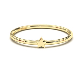 Star Ring in Gold or Platinum | Star Stacking Ring | Astrology Ring | Star And Moon | Dainty Minimal Ring | Celestial Jewelry