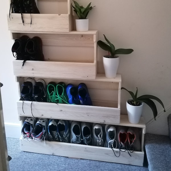 Wall Mounted Shoe Rack with cover as a shelf or bench