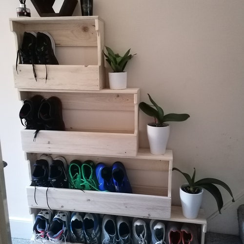 Wall Mounted Shoe Rack With Cover as a Shelf or Bench Etsy
