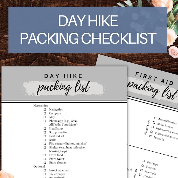 Day Hike Packing List | Printable Packing Checklist | First Aid Kit List | Printable | Digital Complete | Instant Download