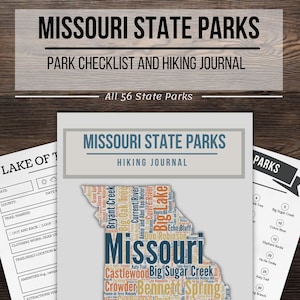 Missouri State Park Hiking Journal - Trail Tracker Checklist - Hiker Gift - Travel Notebook