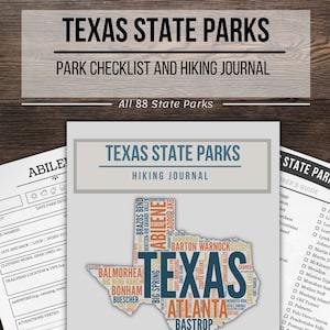 Texas State Park Hiking Journal - Trail Tracker Checklist - Hiker Gift - Travel Notebook