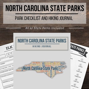 North Carolina State Park Checklist - Hiking Journal- Trail Tracker - NC Hiker Gift – Travel Notebook - Backpack Camp