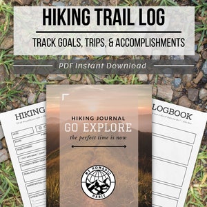 Hiking Trail Journal | Printable PDF Hiking Log | Travel Journal for Hikers & Backpackers | Hiking Logbook |  Bucket List
