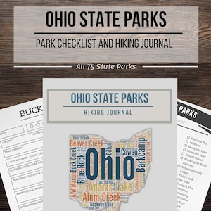 Ohio State Park Hiking Journal - Trail Tracker Checklist - Hiker Gift - Travel Notebook