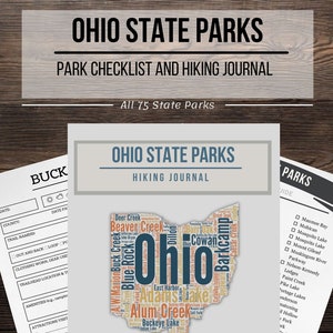 Diario escursionistico dell&#39;Ohio State Park - Lista di controllo del tracciatore di sentieri - Regalo per escursionisti - Quaderno di viaggio