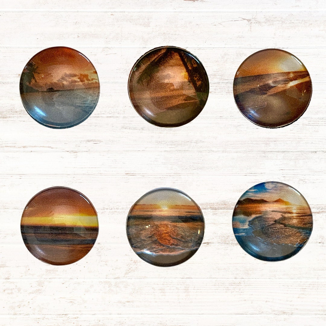 Set of 6 Ocean Sunset Magnets Glass Fridge Magnets Palm - Etsy UK