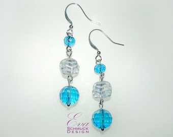 Earrings sapphire blue and white