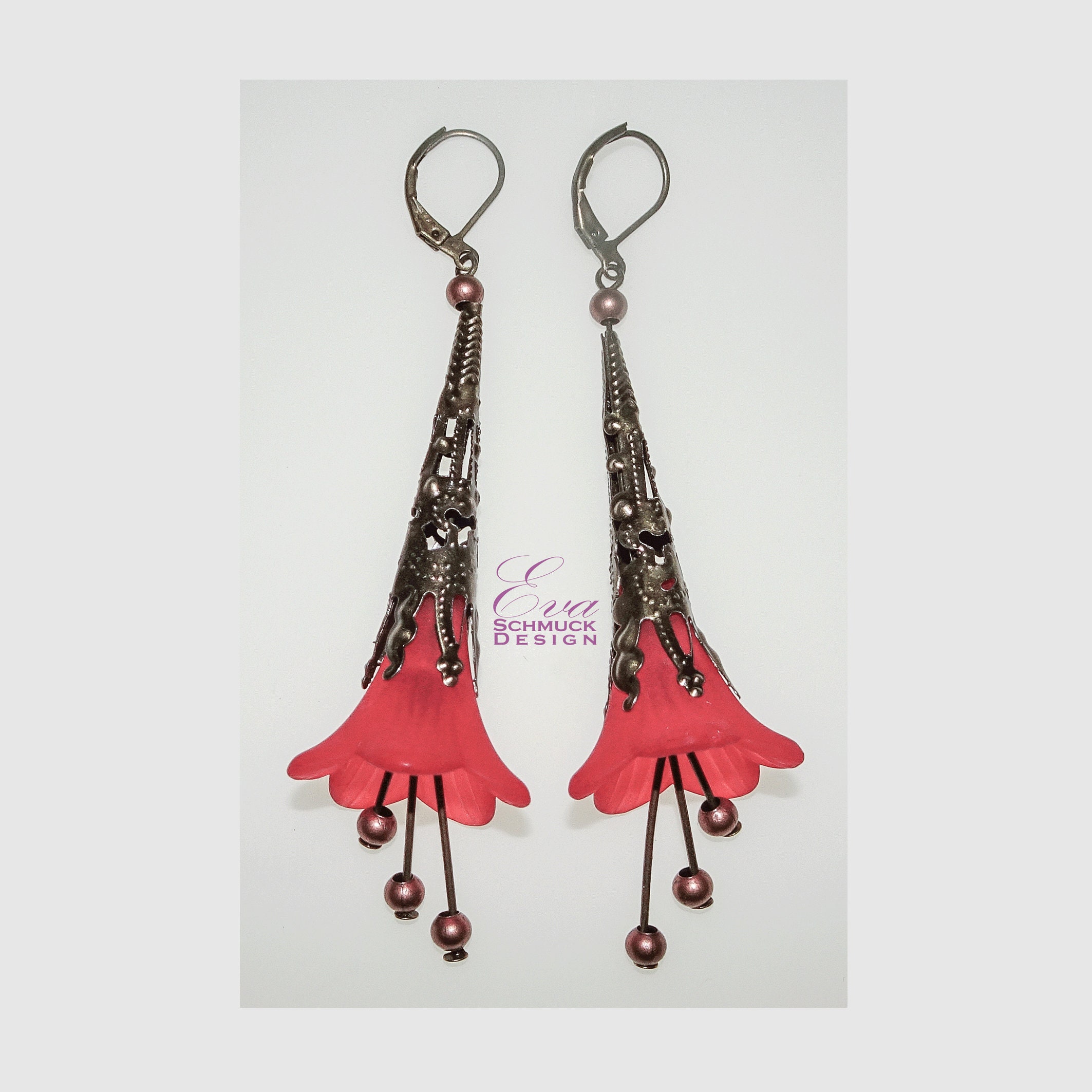 Red drop earrings Earrings in red or white