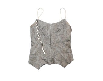 Vintage Cop Copine Corset Top in Full Cotton, Size M/ L