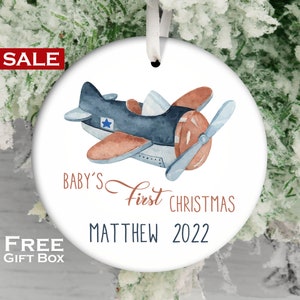 Airplane Ornament - Explorer Theme Baby Ornament - Rustic Chic Plane Ornament - 2024 Baby - Boy Ornament - 2024 Boy Ornament - New Baby