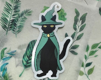 Pegatina de gato brujo negro