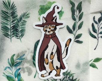 Calico Witch Cat Sticker