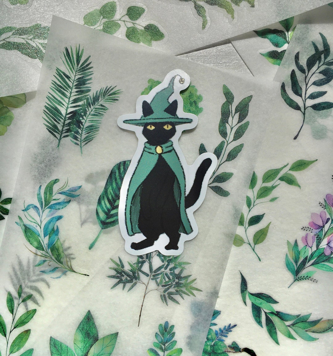 Black Witch Cat Sticker - Etsy