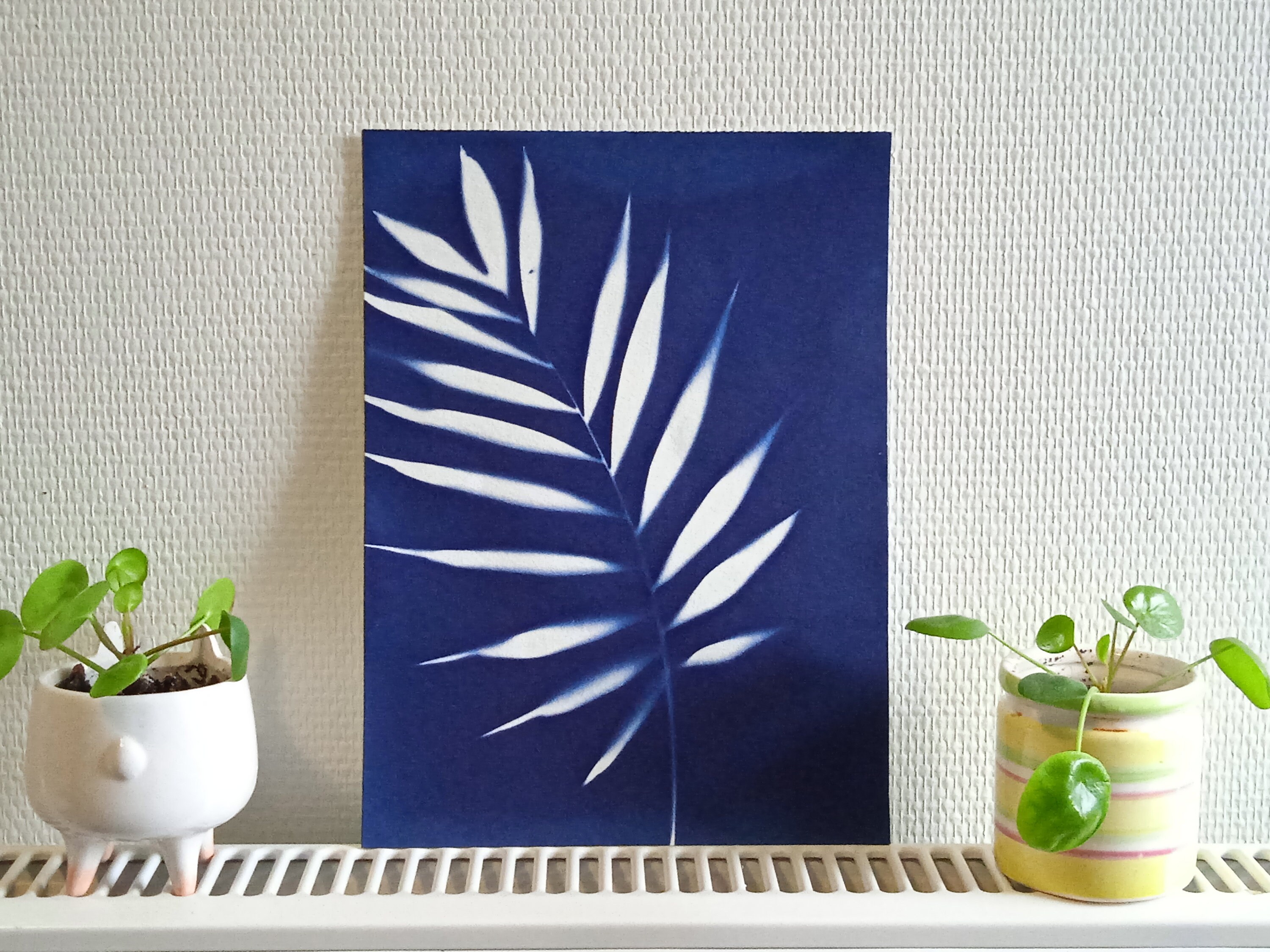 Cyanotype - Impression Végétale et Locale Format A4 Tropical Feuille de Palmier Nain | Modèle Unique