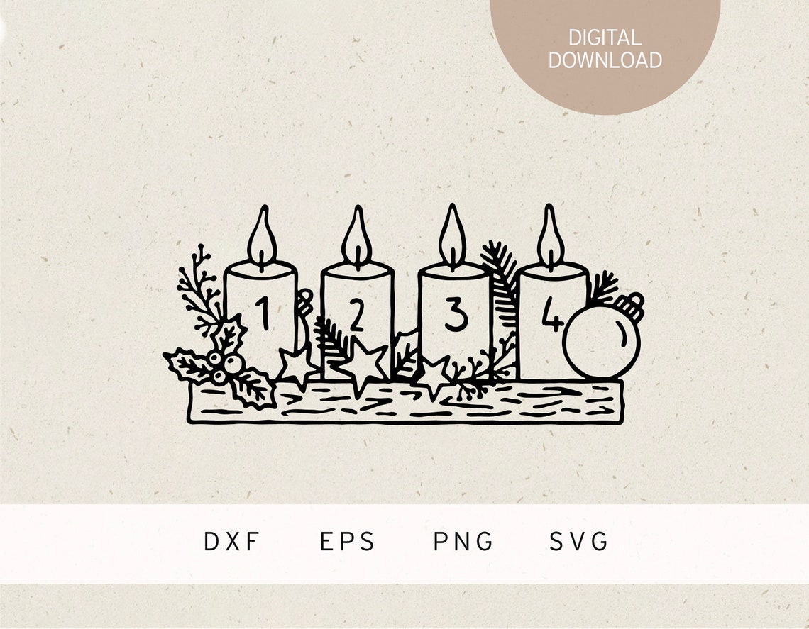 Plotter File | Advent Candles | SVG | DXF | PNG | Eps | Fir Tree ...