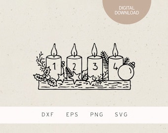 plotter file | advent candles | SVG | DXF | PNG | Eps | fir tree | winter | christmas | gift | fir tree | stars | wreath | advent | german