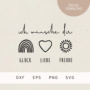 Plotterdatei | Glück | Liebe | Freude | SVG | DXF | PNG | Eps | Familie | Freunde | Liebe | Hochzeit | Geburtstag | Muttertag | Vatertag