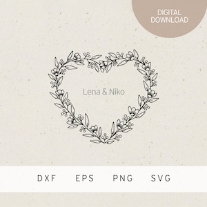 Arquivo plotador | Coração floral | SVG | DXF | PNG | Eps | casamento | Amor | Dia dos Namorados | coração | provérbios | Família | Bebê | Primavera Páscoa