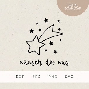 Plotterbestand | vallende ster | doe een wens | SVG | DXF | PNG | Eps | Familie | Vrienden | bruiloft | verjaardag | Oudejaarsavond | Kerstmis