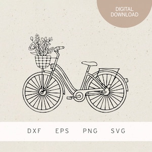 Plotterdatei | Fahrrad mit Blumen | SVG | DXF | PNG | Eps | Geburtstag | Frühling | Sommer | Liebe Freunde Familie | Geschenk | Vektordatei