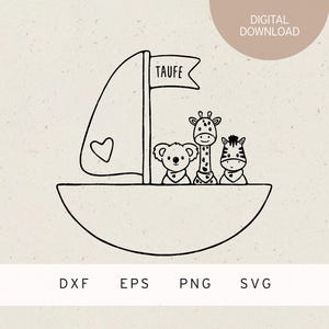 Plotter file | Taufe | Noah's Ark | SVG | DXF | PNG | Eps | Church | Christianity | Sacrament | Protestant | Catholic | Godparents | Baptism