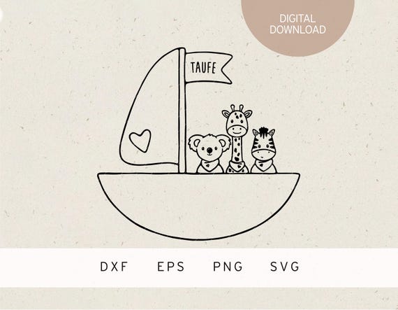Plotterdatei | Taufe | Arche Noah | SVG | DXF | PNG | Eps | Kirche | Christentum | Sakrament | Evangelisch | Katholisch | Paten | Babytaufe