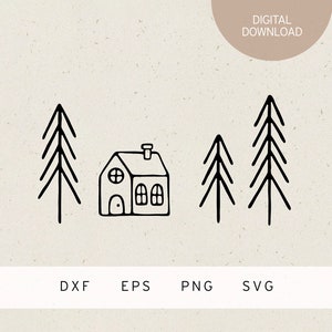 Plotterdatei | Haus im Wald | SVG | DXF | PNG | Eps | Tannenbaum | Winter | Advent | Weihnachten | Weihnachtszeit | Wichtel | Weihnachtsauto