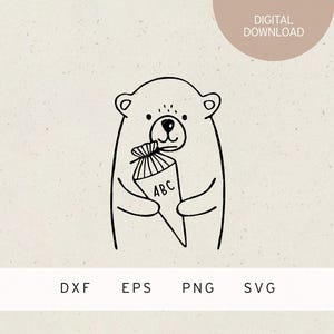 Plotterdatei | Bär mit Schultüte | SVG | DXF | PNG | Eps | Abc | Schulkind | Einschulung | Schulanfang | 1. Klasse | Schule | Zeugnis | Kita
