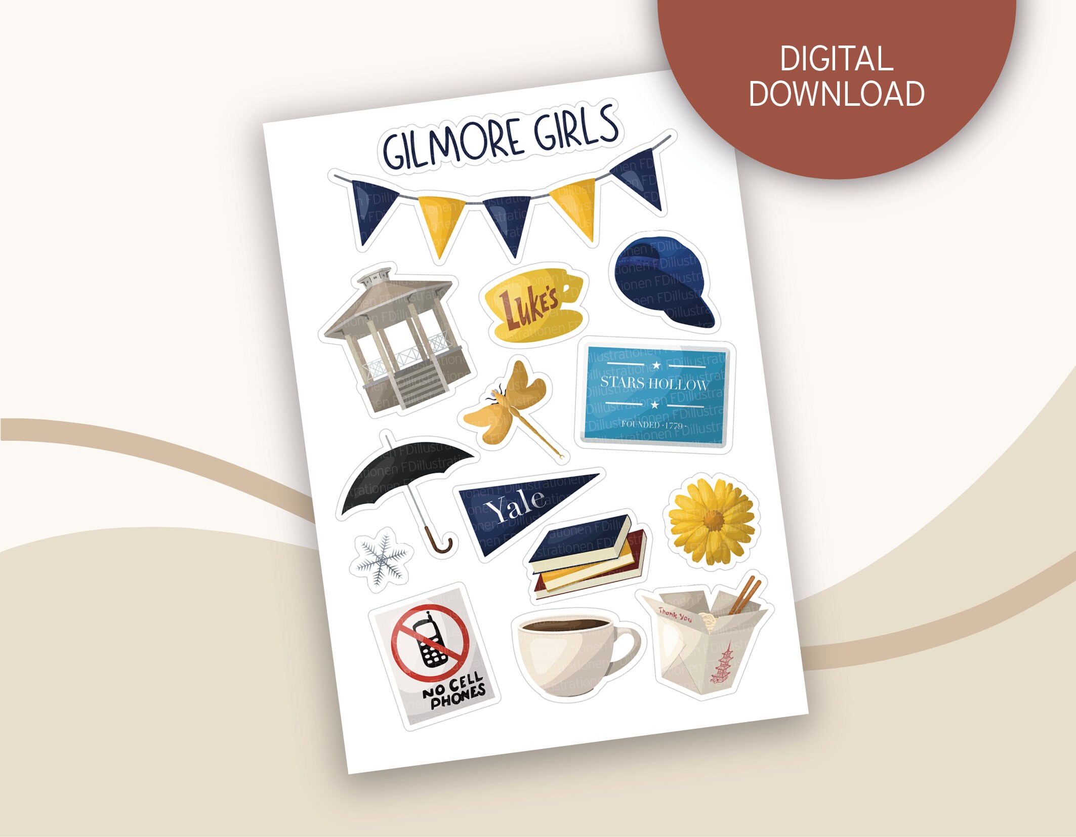 Stickers Gilmore Girls Printable Sticker Sheet Instagram - Etsy