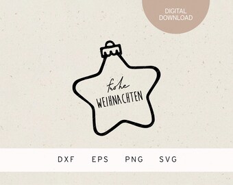 Archivo de trazador | Feliz Navidad | Estrella | SVG | DXF | PNG | Eps | casa | invierno | Navidad | Adviento | Regalo | Tarjeta de Navidad | auto