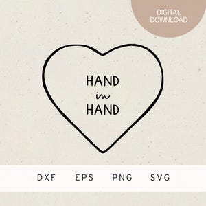 Archivo de trazador | De la mano | corazón | SVG | DXF | PNG | Eps | Pareja casada | matrimonio | matrimonio | boda | Regalo | Amor | recién casado | pareja