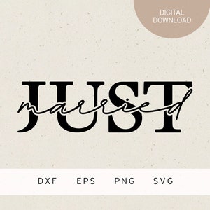 Archivo de trazador | recién casado | SVG | DXF | PNG | Eps | diciendo | Pareja casada | matrimonio | matrimonio | Regalo | luna de miel | corazón | Amor | letras